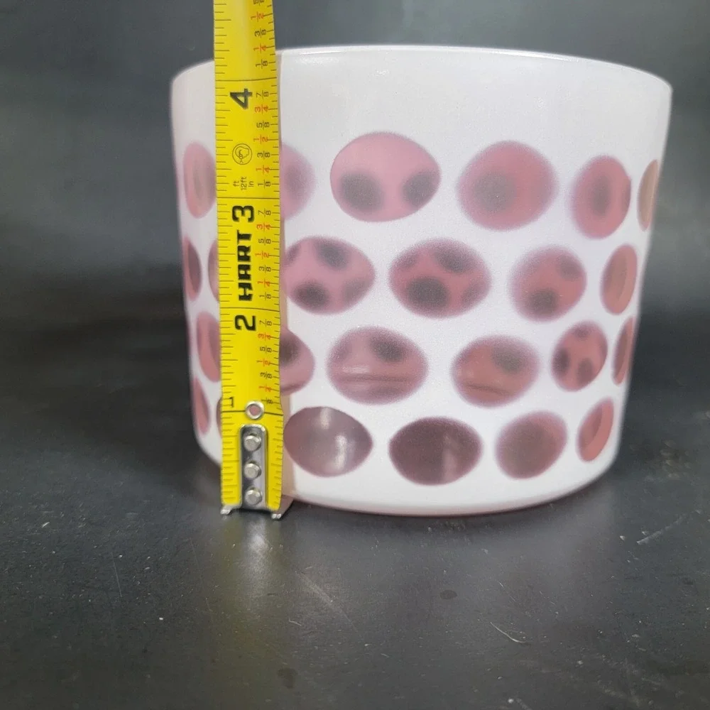 Vintage Cranberry Glass Ice Bowl Bucket Coin Dot White